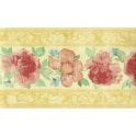 SAMPLE - Palace Gardens Rose Lemon 10 Metre Vinyl Border by Fine Decor B5242