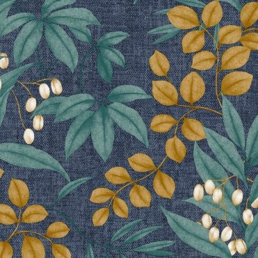 SAMPLE - Persephone Navy / Ochre Wallpaper by Superfresco Easy 122413