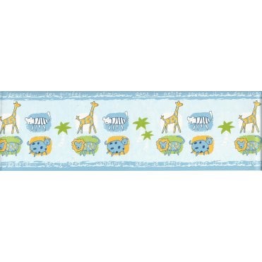 SAMPLE - Petit Animals Blue Self Adhesive Border by Lutece 12024201