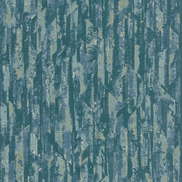 SAMPLE - Phoenix Imperia Blue / Gold Wallpaper by Grandeco Vertical Art A53604