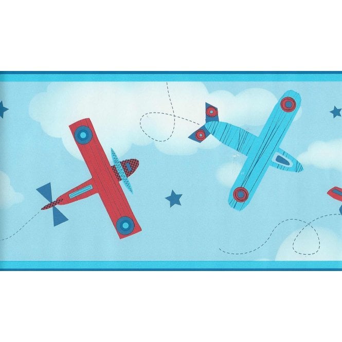 SAMPLE - Planes Blue Border by Decorline DLB50086