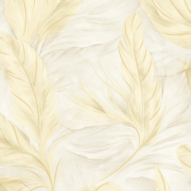 SAMPLE - Plume Cream / Gold Feather Wallpaper by Sartoria 7872