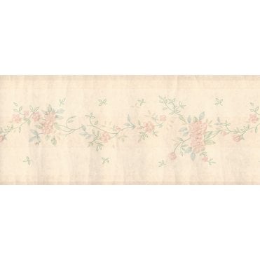 SAMPLE - Pretty Floral Cream / Pink 10 Metre Border by Primrose 702