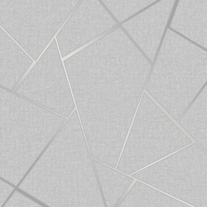 SAMPLE - Quartz Shatter Geometric Metallic Silver Wallpaper by Fine Decor FD42280