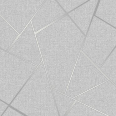 SAMPLE - Quartz Shatter Geometric Metallic Silver Wallpaper by Fine Decor FD42280