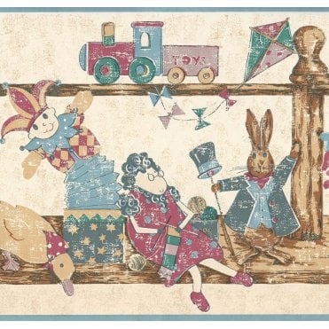 SAMPLE - Rhymetime Rascals Blue Wide Border by Mammas & Papas 55089