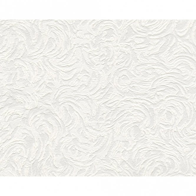 SAMPLE - Richmond Swirl Texture White Blown Vinyl Wallpaper by Belgravia 5806
