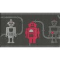 SAMPLE - Robots Wallpaper Border Black / Red by Decorline DLB07533