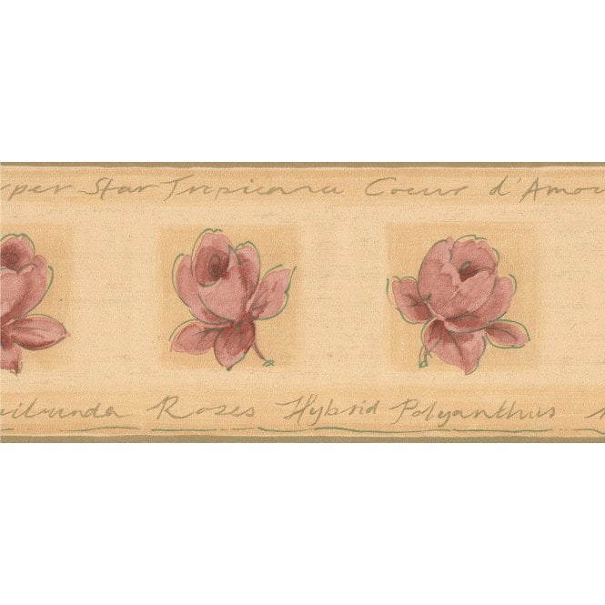 SAMPLE - Romantic Rose Bloom Motif Peach / Red Border by Zen 4742