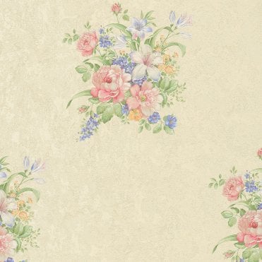 SAMPLE - Romantico Flower Bouquet Cream / Green Wallpaper by AS Creation 37225-1