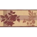 SAMPLE - Salinas Hellebores Tan / Burgundy Vinyl Border by Ideco SA-29102-B