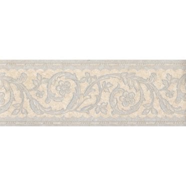 SAMPLE - Scroll Acanthus Leaf Scroll Beige / Grey 10 Metre Border by Coloroll 212478