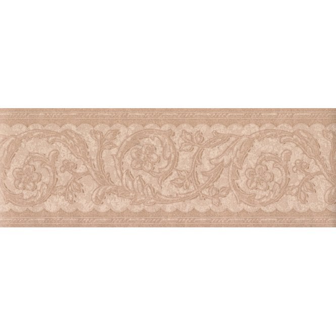 SAMPLE - Scroll Acanthus Leaf Scroll Peach 10 Metre Border by Coloroll 117117