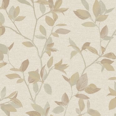 SAMPLE - Silver Birch Leaf Textured Wallpaper Gold / Rust by The Design Library 311426