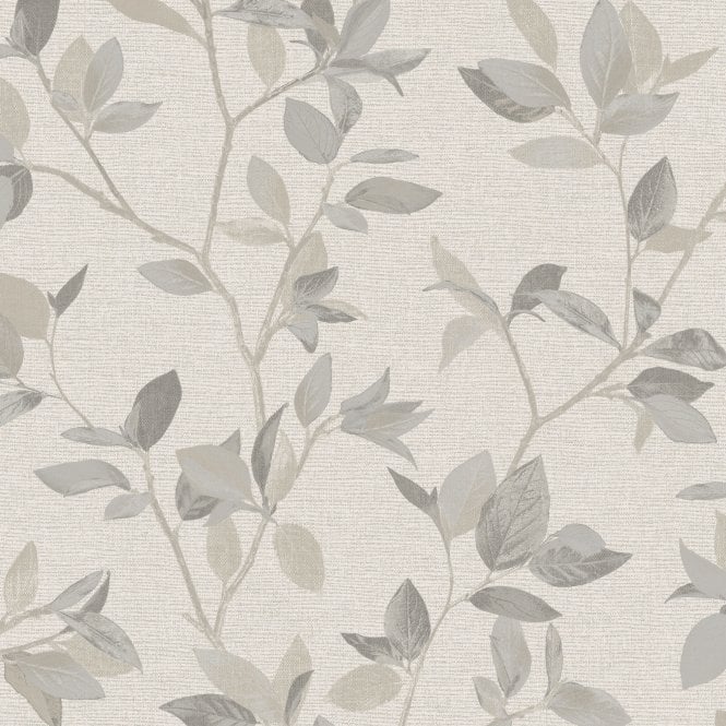 SAMPLE - Silver Birch Leaf Textured Wallpaper Natural / Silver by The Design Library 311402