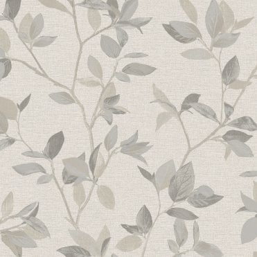 SAMPLE - Silver Birch Leaf Textured Wallpaper Natural / Silver by The Design Library 311402