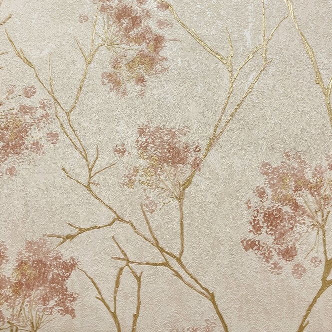 SAMPLE - Sofia Sprig Trail Wallpaper Blush by Vymura M95670
