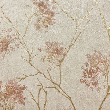 SAMPLE - Sofia Sprig Trail Wallpaper Blush by Vymura M95670
