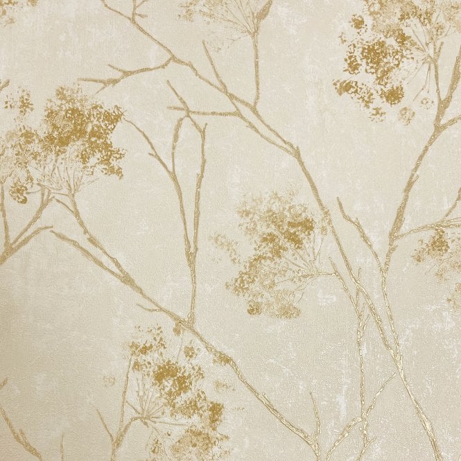 SAMPLE - Sofia Sprig Trail Wallpaper Gold by Vymura M95672