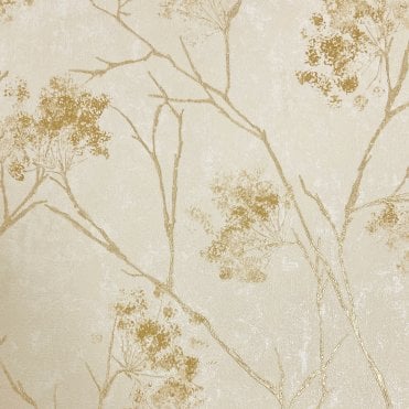 SAMPLE - Sofia Sprig Trail Wallpaper Gold by Vymura M95672