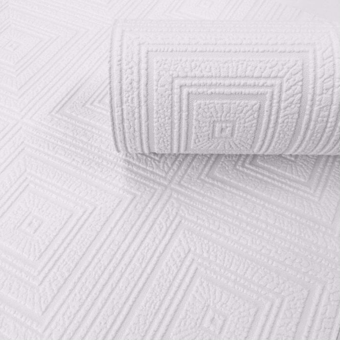 SAMPLE - Squares White Blown Vinyl Wallpaper by A.S. Creation 6640-13
