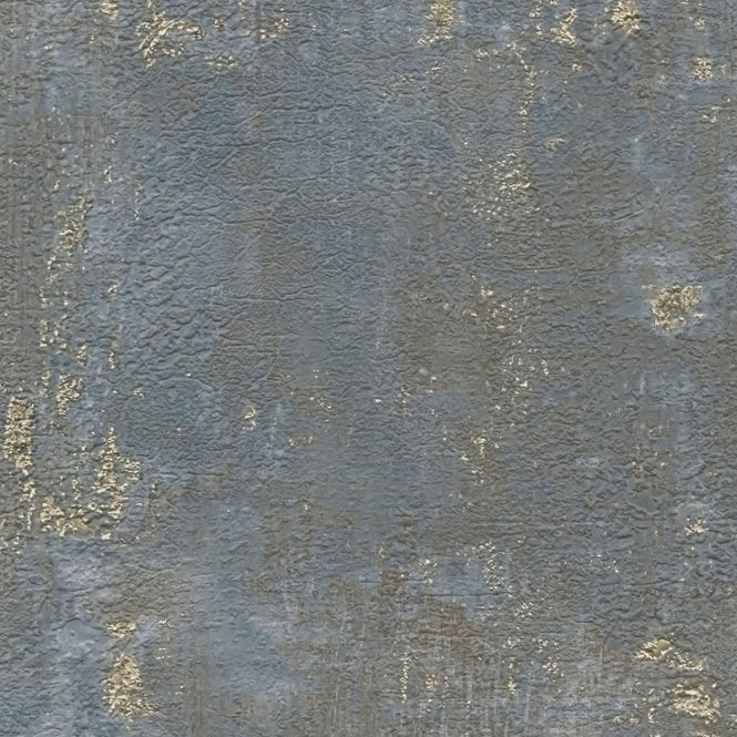 SAMPLE - Stories Of Life Concrete Texture Blue / Gold Wallpaper by AS Creation 39670-1