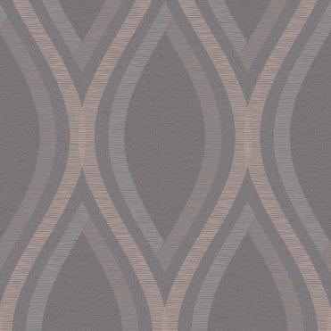 SAMPLE - Strata Wave Charcoal and Rose Gold Wallpaper by Grandeco A44502