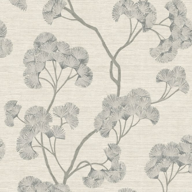 SAMPLE - Sumatra Ginkgo Textured Wallpaper Grey by The Design Library 316025