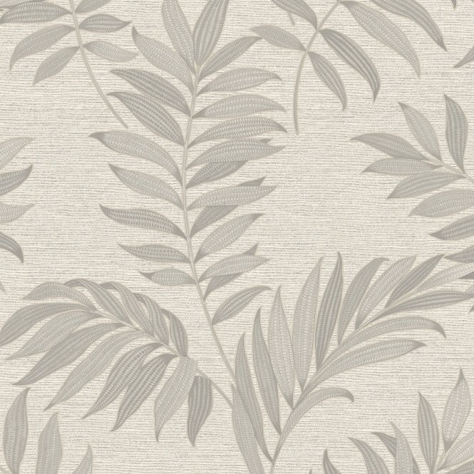 SAMPLE - Sumatra Leaf Textured Wallpaper Grey by The Design Library 316438
