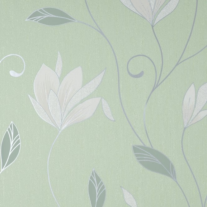 SAMPLE - Synergy Floral Green Wallpaper by Crown M1739
