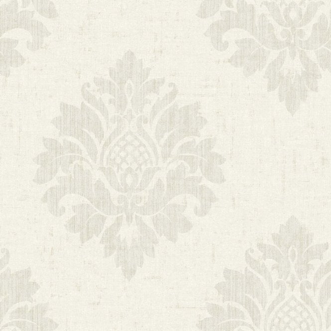 SAMPLE - Tempus Damask Cream Wallpaper by SK Filson from Grandeco FI2001