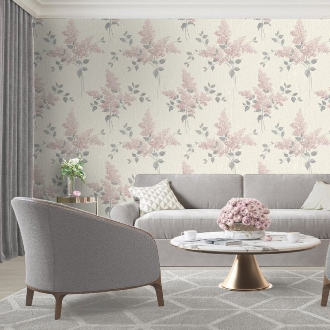 SAMPLE - Tiffany Collection Fiore Blush Pink / Ivory Wallpaper by Belgravia GB 41310