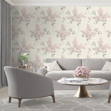 SAMPLE - Tiffany Collection Fiore Blush Pink / Ivory Wallpaper by Belgravia GB 41310