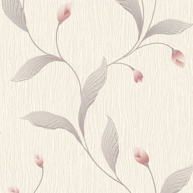 SAMPLE - Tiffany Collection Floral Trail Soft Pink / Ivory Wallpaper by Belgravia GB 41336