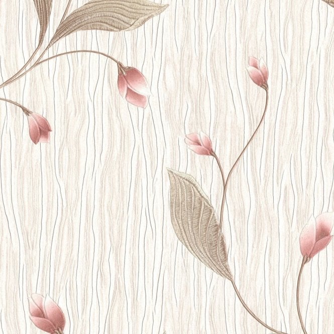 SAMPLE - Tiffany Platinum Pink / Ivory Wallpaper by Belgravia GB 160