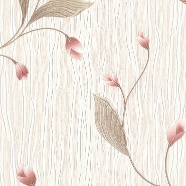 SAMPLE - Tiffany Platinum Pink / Ivory Wallpaper by Belgravia GB 160