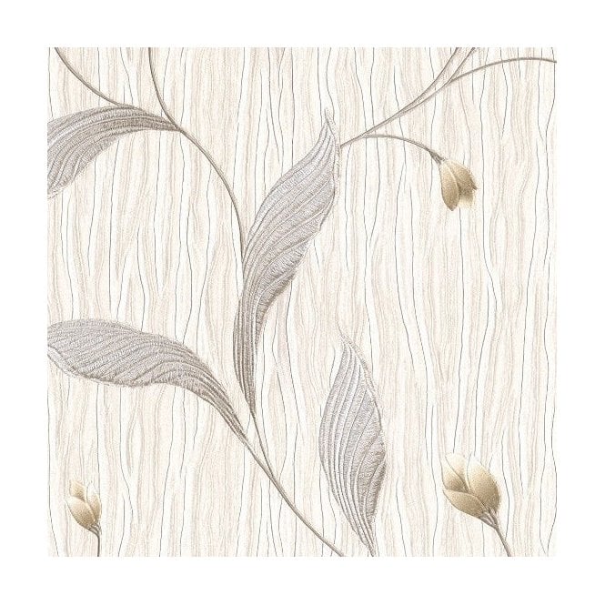 SAMPLE - Tiffany Platinum Silver / Ivory Wallpaper by Belgravia GB 161
