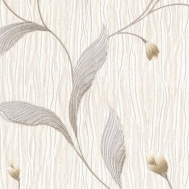 SAMPLE - Tiffany Platinum Silver / Ivory Wallpaper by Belgravia GB 161