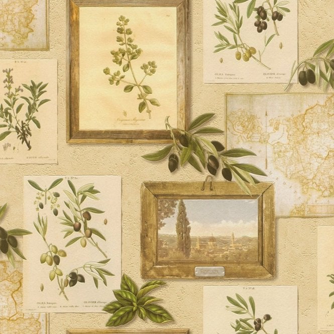 SAMPLE - Tiles & More Frames Beige Washable Wallpaper by Rasch 307214