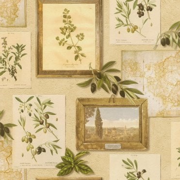 SAMPLE - Tiles & More Frames Beige Washable Wallpaper by Rasch 307214