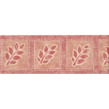 SAMPLE - Topika Leaf Pink / Coral Vinyl Border by Coloroll 567295