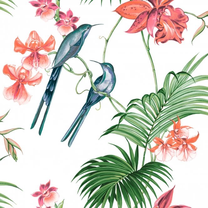 SAMPLE - Utopia Pearl Tropical Glitter Wallpaper by Julien Macdonald 112083