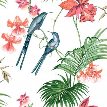 SAMPLE - Utopia Pearl Tropical Glitter Wallpaper by Julien Macdonald 112083