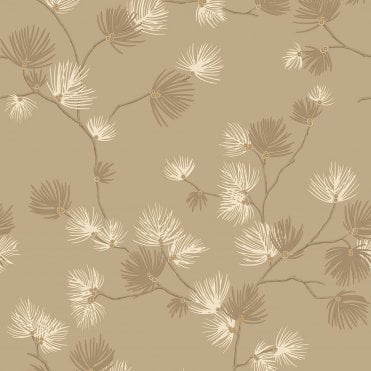 SAMPLE - Valentino Pine Trail Wallpaper Champagne by Belgravia Decor GB 1933