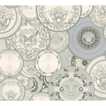 SAMPLE - Versace Home Etoiles de la Mer Silver Grey Luxury 70cm Wallpaper by AS Creation 34901-3