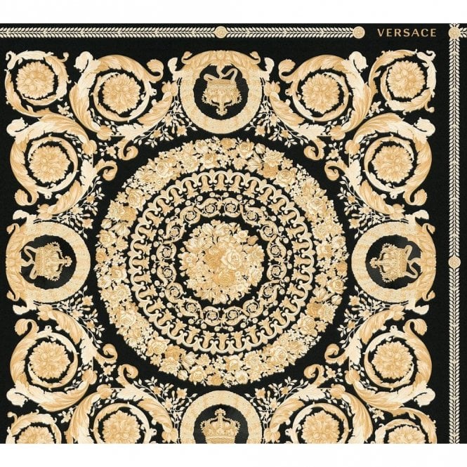 SAMPLE - Versace Home Heritage Black / Gold Luxury 70cm Wallpaper by AS Creation 37055-3