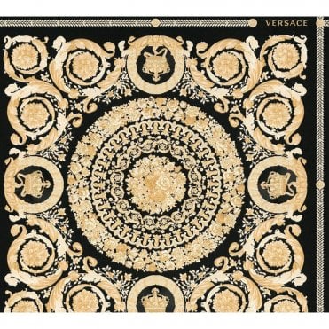 SAMPLE - Versace Home Heritage Black / Gold Luxury 70cm Wallpaper by AS Creation 37055-3