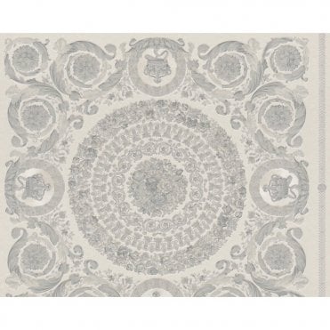 SAMPLE - Versace Home Heritage White / Silver Luxury 70cm Wallpaper by AS Creation 37055-5