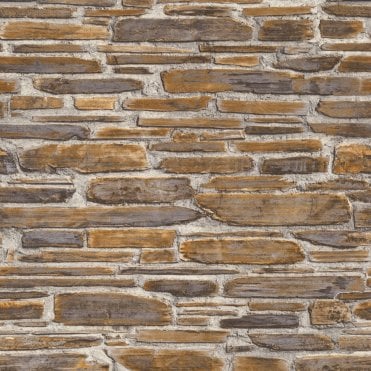 SAMPLE - Vintage Brick Brown Wallpaper from Rasch Selection 863444