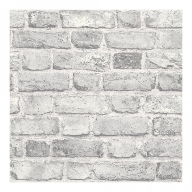 SAMPLE - Vintage Grey House Brick Effect Wallpaper by GranDeco Life A28903